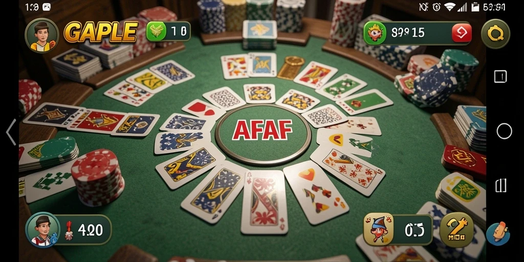 Screenshot permainan Gaple AFAF dengan tampilan yang menarik.