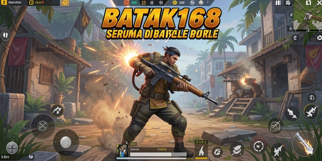 Tampilan aksi intens dalam gameplay Battle Royale BATIK168.