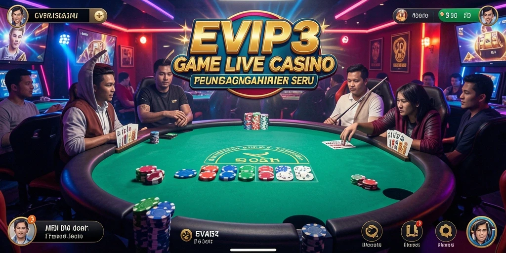 Tampilan gameplay Live Casino yang seru dan interaktif di EVIP3.