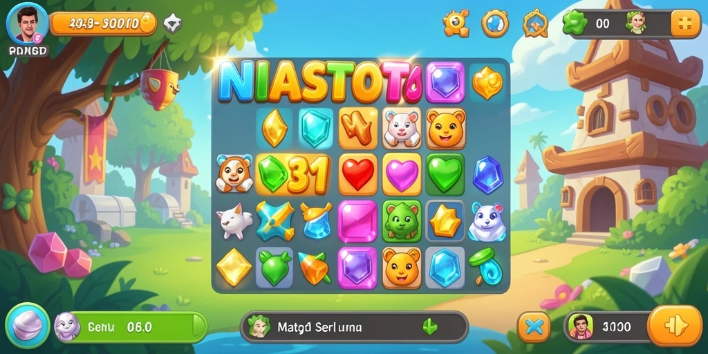 Tampilan gameplay seru dari NIASTOTO dalam permainan Match-3.