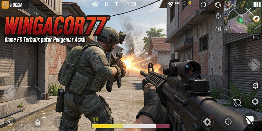 Screenshot WINGACOR77 menampilkan aksi tembak-menembak yang intens.