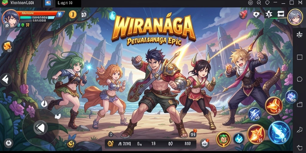 Screenshot WIRANAGA menampilkan aksi seru dalam pertarungan karakter Anime.